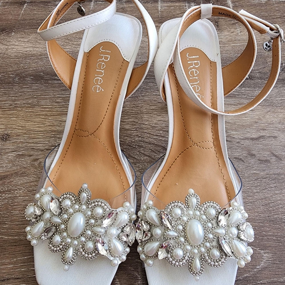 White pearl heels
